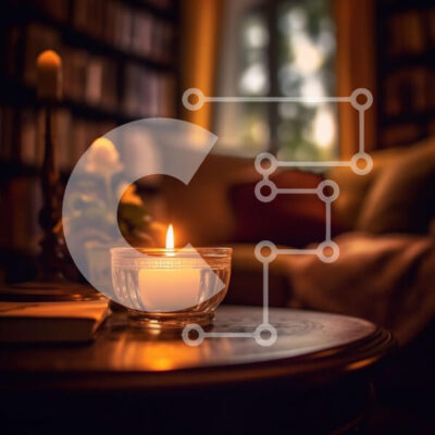 Intra Συλλεκτικό Ξύλινο Παζλ Plywood  4mm - Άνετο σαλόνι με αναμμένο κερί και ράφια Σε Ξύλινο Κουτί - Διαστάσεις Puzzle: 10x10 cm – 25 κομμάτια - Image 1