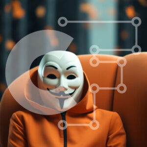 Intra Συλλεκτικό Ξύλινο Παζλ Plywood  4mm - Άτομο που φοράει πορτοκαλί ολόσωμη φόρμα και μάσκα Guy Fawkes Σε Ξύλινο Κουτί - Διαστάσεις Puzzle: 10x10 cm – 25 κομμάτια