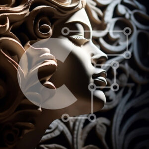 Intra Συλλεκτικό Ξύλινο Παζλ Plywood  4mm - Γαλήνιο πορτρέτο μιας γυναίκας με μακριά σγουρά μαλλιά και φουσκωτό φόρεμα Σε Ξύλινο Κουτί - Διαστάσεις Puzzle: 10x10 cm – 25 κομμάτια