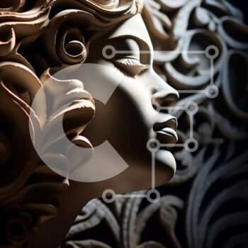 Intra Συλλεκτικό Ξύλινο Παζλ Plywood  4mm - Γαλήνιο πορτρέτο μιας γυναίκας με μακριά σγουρά μαλλιά και φουσκωτό φόρεμα Σε Ξύλινο Κουτί - Διαστάσεις Puzzle: 10x10 cm – 25 κομμάτια - Image 1