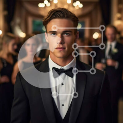 Intra Συλλεκτικό Ξύλινο Παζλ Plywood  4mm - Σοβαρός άνδρας με μαύρο σμόκιν σε επίσημη εκδήλωση Σε Ξύλινο Κουτί - Διαστάσεις Puzzle: 10x10 cm – 25 κομμάτια - Image 1