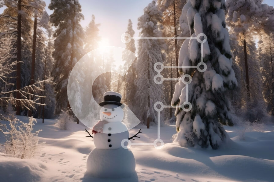 Intra Συλλεκτικό Ξύλινο Παζλ Plywood  4mm - Όμορφη εικόνα ενός χιονάνθρωπου σε μια χειμερινή χώρα των θαυμάτων Σε Ξύλινο Κουτί - Διαστάσεις: 10x10 cm – 25 κομμάτια