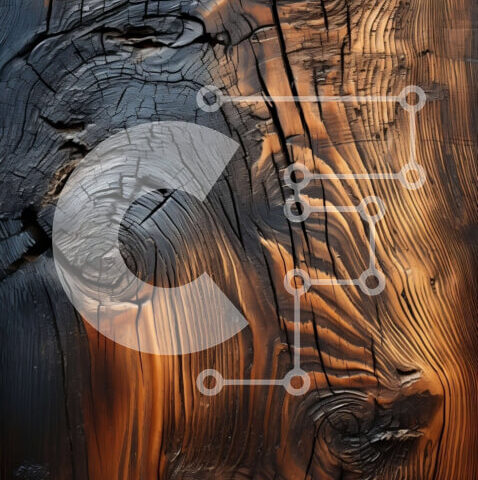 Intra Συλλεκτικό Ξύλινο Παζλ Plywood  4mm - Κοντινή εικόνα απανθρακωμένου ξύλου με ορατούς κόκκους Σε Ξύλινο Κουτί - Διαστάσεις: 10x10 cm – 25 κομμάτια - Image 1