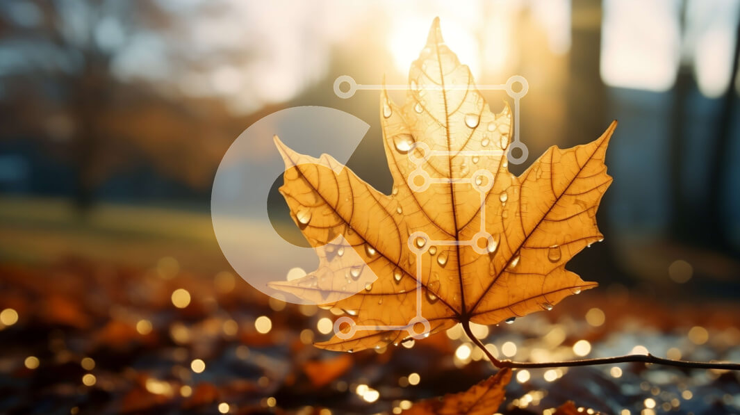 Intra Συλλεκτικό Ξύλινο Παζλ Plywood  4mm - Φθινοπωρινό φύλλο στο έδαφος με το φως του ήλιου Σε Ξύλινο Κουτί - Διαστάσεις: 10x10 cm – 25 κομμάτια