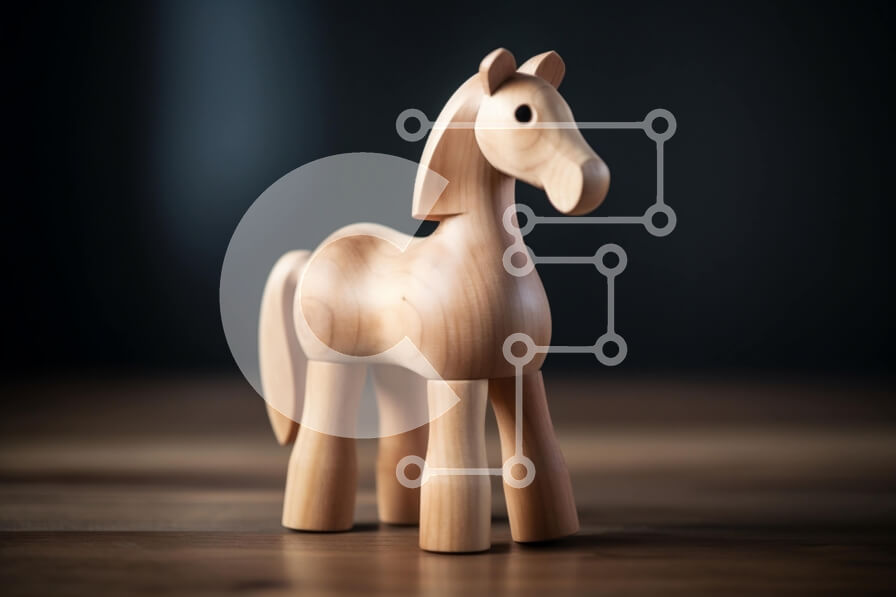 Intra Συλλεκτικό Ξύλινο Παζλ Plywood  4mm - Όμορφη εικόνα ενός ξύλινου παιχνιδιού αλόγων σε ένα ξύλινο τραπέζι Σε Ξύλινο Κουτί - Διαστάσεις: 10x10 cm – 25 κομμάτια