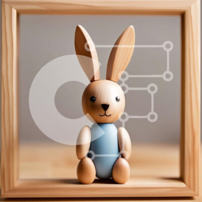 Intra Συλλεκτικό Ξύλινο Παζλ Plywood  4mm - Αξιολάτρευτο Ξύλινο κουνέλι σε πλαίσιο για διακόσμηση σπιτιού Σε Ξύλινο Κουτί - Διαστάσεις: 10x10 cm – 25 κομμάτια - Image 1