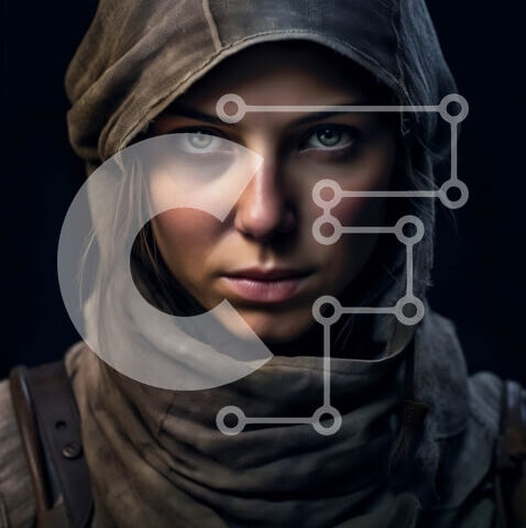 Intra Συλλεκτικό Ξύλινο Παζλ Plywood  4mm - Σοβαρή γυναίκα στο Hoodie και το κασκόλ Στοκ Φωτογραφία Σε Ξύλινο Κουτί - Διαστάσεις Puzzle: 10x10 cm – 25 κομμάτια - Image 1