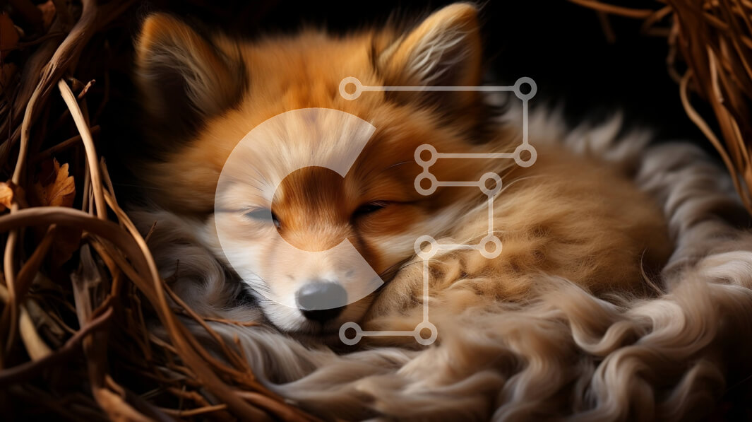 Intra Συλλεκτικό Ξύλινο Παζλ Plywood  4mm - Κοιμωμένη κόκκινη αλεπού σε μια φωλιά από άχυρο και κλαδάκια Σε Ξύλινο Κουτί - Διαστάσεις: 10x10 cm – 25 κομμάτια