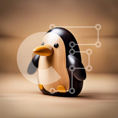 Intra Συλλεκτικό Ξύλινο Παζλ Plywood 4mm - Αξιολάτρευτο ξύλινο άγαλμα πιγκουίνου σε ρουστίκ ξύλινη επιφάνεια Σε Ξύλινο Κουτί - Διαστάσεις: 10x10 cm – 25 κομμάτια - Image 1