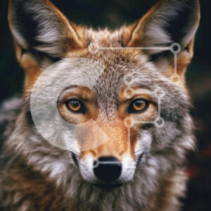 Intra Συλλεκτικό Ξύλινο Παζλ Plywood  4mm - Έντονη κινηματογράφηση σε πρώτο πλάνο του προσώπου ενός κογιότ Σε Ξύλινο Κουτί - Διαστάσεις: 10x10 cm – 25 κομμάτια