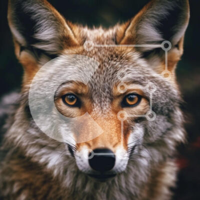 Intra Συλλεκτικό Ξύλινο Παζλ Plywood  4mm - Έντονη κινηματογράφηση σε πρώτο πλάνο του προσώπου ενός κογιότ Σε Ξύλινο Κουτί - Διαστάσεις: 10x10 cm – 25 κομμάτια - Image 1