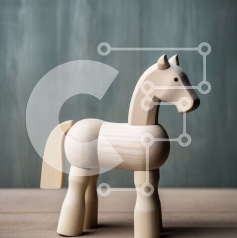 Intra Συλλεκτικό Ξύλινο Παζλ Plywood 4mm - Όμορφη εικόνα ενός ξύλινου παιχνιδιού αλόγων σε μια ξύλινη επιφάνεια Σε Ξύλινο Κουτί - Διαστάσεις: 10x10 cm – 25 κομμάτια - Image 1