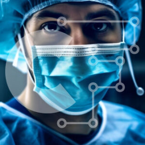 Intra Συλλεκτικό Ξύλινο Παζλ Plywood  4mm - Άνδρας χειρουργός που φορά μπλε χειρουργική μάσκα και φόρεμα - σοβαρή έκφραση Σε Ξύλινο Κουτί - Διαστάσεις Puzzle: 10x10 cm – 25 κομμάτια