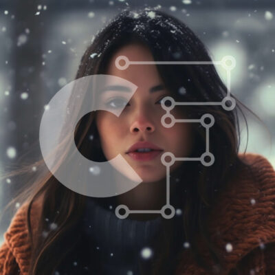 Intra Συλλεκτικό Ξύλινο Παζλ Plywood 4mm - Όμορφη εικόνα μιας γυναίκας που στέκεται στο χιόνι Σε Ξύλινο Κουτί - Διαστάσεις Puzzle: 10x10 cm – 25 κομμάτια - Image 1