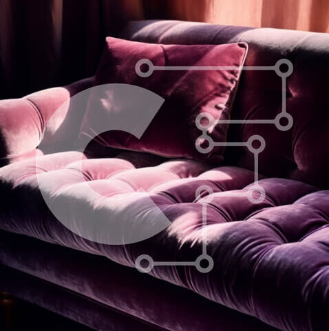 Intra Συλλεκτικό Ξύλινο Παζλ Plywood 4mm - Άνετος και κομψός μωβ βελούδινος καναπές μπροστά από το ανοιχτό παράθυρο Σε Ξύλινο Κουτί - Διαστάσεις Puzzle: 10x10 cm – 25 κομμάτια - Image 1