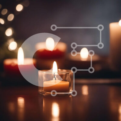 Intra Συλλεκτικό Ξύλινο Παζλ Plywood 4mm - Ομάδα αναμμένων κεριών σε ένα τραπέζι με χριστουγεννιάτικα στολίδια Σε Ξύλινο Κουτί - Διαστάσεις Puzzle: 10x10 cm – 25 κομμάτια - Image 1