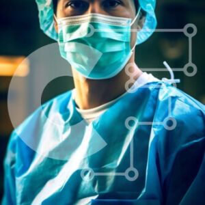 Intra Συλλεκτικό Ξύλινο Παζλ Plywood  4mm - Σοβαρός χειρουργός με μπλε τρίβει και μάσκα προσώπου στο χειρουργείο Σε Ξύλινο Κουτί - Διαστάσεις Puzzle: 10x10 cm – 25 κομμάτια