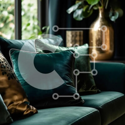 Intra Συλλεκτικό Ξύλινο Παζλ Plywood  4mm - Άνετη εσωτερική διακόσμηση με πράσινο καναπέ και λουλούδια Σε Ξύλινο Κουτί - Διαστάσεις Puzzle: 10x10 cm – 25 κομμάτια - Image 1