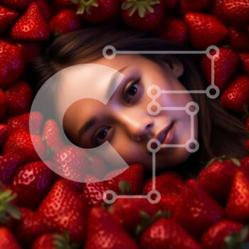 Intra Συλλεκτικό Ξύλινο Παζλ Plywood  4mm - Όμορφη νεαρή γυναίκα που περιβάλλεται από ώριμες φράουλες Σε Ξύλινο Κουτί - Διαστάσεις Puzzle: 10x10 cm – 25 κομμάτια - Image 1