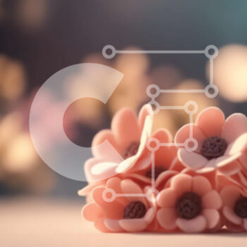 Intra Συλλεκτικό Ξύλινο Παζλ Plywood  4mm - Ροζ λουλούδι μπουκέτο σε αφηρημένο φόντο Σε Ξύλινο Κουτί - Διαστάσεις Puzzle: 10x10 cm – 25 κομμάτια - Image 1