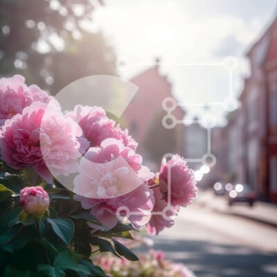 Intra Συλλεκτικό Ξύλινο Παζλ Plywood  4mm - Εκπληκτική εικόνα με ροζ παιώνιες στην άνθιση Σε Ξύλινο Κουτί - Διαστάσεις: 10x10 cm – 25 κομμάτια - Image 1