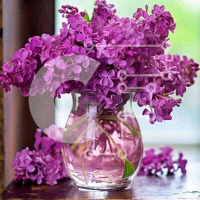 Intra Συλλεκτικό Ξύλινο Παζλ Plywood  4mm - Βάζο με μωβ λιλά λουλούδια Σε Ξύλινο Κουτί - Διαστάσεις: 10x10 cm – 25 κομμάτια - Image 1