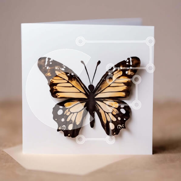 Intra Συλλεκτικό Ξύλινο Παζλ Plywood  4mm - Ευχετήρια κάρτα πεταλούδας με μαύρο και καφέ σχέδιο Σε Ξύλινο Κουτί - Διαστάσεις: 10x10 cm – 25 κομμάτια