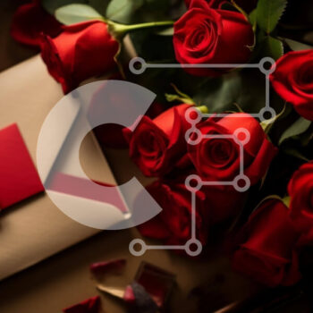 Intra Συλλεκτικό Ξύλινο Παζλ Plywood  4mm - Ρομαντική ευχετήρια κάρτα για την ημέρα του Αγίου Βαλεντίνου με κόκκινα τριαντάφυλλα Σε Ξύλινο Κουτί - Διαστάσεις Puzzle: 10x10 cm – 25 κομμάτια - Image 1