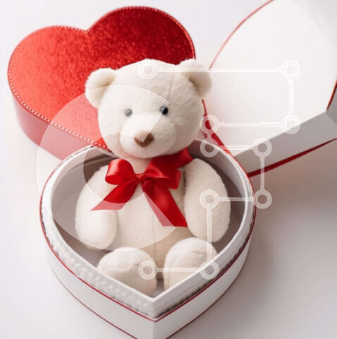 Intra Συλλεκτικό Ξύλινο Παζλ Plywood 4mm - Αρκουδάκι σε κουτί δώρου σε σχήμα καρδιάς Σε Ξύλινο Κουτί - Διαστάσεις Puzzle: 10x10 cm – 25 κομμάτια - Image 1