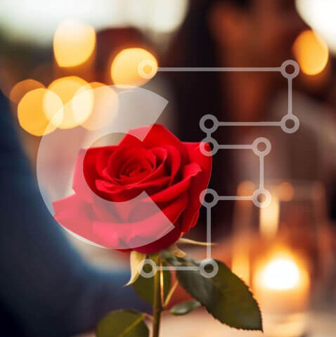 Intra Συλλεκτικό Ξύλινο Παζλ Plywood 4mm - Ρομαντικό κόκκινο τριαντάφυλλο σε ένα τραπέζι Σε Ξύλινο Κουτί - Διαστάσεις Puzzle: 10x10 cm – 25 κομμάτια - Image 1