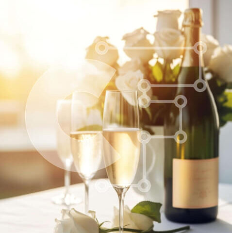 Intra Συλλεκτικό Ξύλινο Παζλ Plywood 4mm - Κομψή ρύθμιση σαμπάνιας και τριαντάφυλλων Σε Ξύλινο Κουτί - Διαστάσεις Puzzle: 10x10 cm – 25 κομμάτια - Image 1