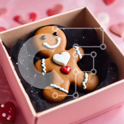 Intra Συλλεκτικό Ξύλινο Παζλ Plywood 4mm - Μπισκότο μελόψωμο σε σχήμα καρδιάς σε ανοιχτό κουτί Σε Ξύλινο Κουτί - Διαστάσεις: 10x10 cm – 25 κομμάτια - Image 1