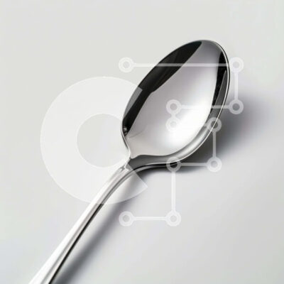 Intra Συλλεκτικό Ξύλινο Παζλ Plywood  4mm - Ασημένιο κουτάλι σε λευκή επιφάνεια Σε Ξύλινο Κουτί - Διαστάσεις: 10x10 cm – 25 κομμάτια - Image 1