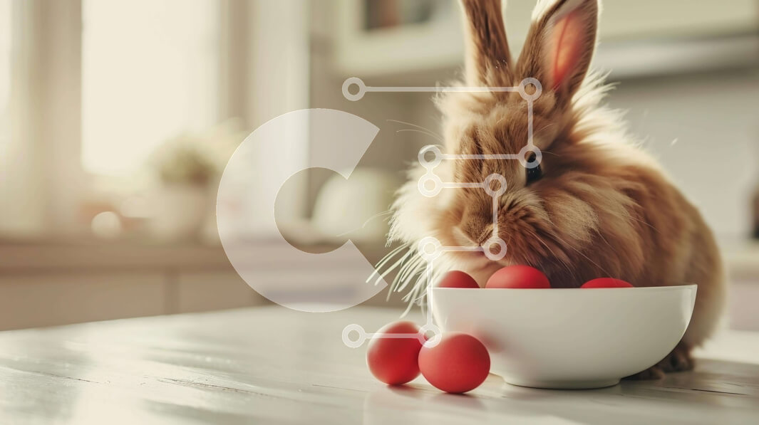 Intra Συλλεκτικό Ξύλινο Παζλ Plywood  4mm - Πασχαλινό λαγουδάκι με κόκκινα πασχαλινά αυγά Σε Ξύλινο Κουτί - Διαστάσεις: 10x10 cm – 25 κομμάτια