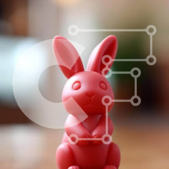 Intra Συλλεκτικό Ξύλινο Παζλ Plywood  4mm - Μικρό ροζ ειδώλιο λαγουδάκι σε ξύλινο τραπέζι Σε Ξύλινο Κουτί - Διαστάσεις Puzzle: 10x10 cm – 25 κομμάτια - Image 1