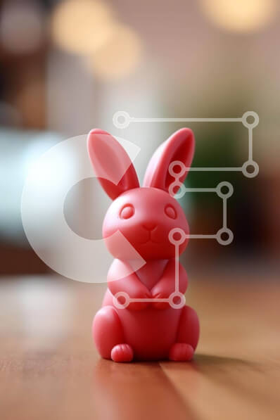 Intra Συλλεκτικό Ξύλινο Παζλ Plywood  4mm - Μικρό ροζ ειδώλιο λαγουδάκι σε ξύλινο τραπέζι Σε Ξύλινο Κουτί - Διαστάσεις Puzzle: 10x10 cm – 25 κομμάτια