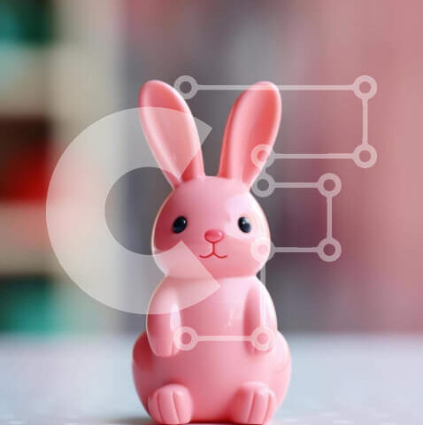 Intra Συλλεκτικό Ξύλινο Παζλ Plywood  4mm - Παιχνίδι ροζ λαγουδάκι στο τραπέζι Σε Ξύλινο Κουτί - Διαστάσεις: 10x10 cm – 25 κομμάτια - Image 1