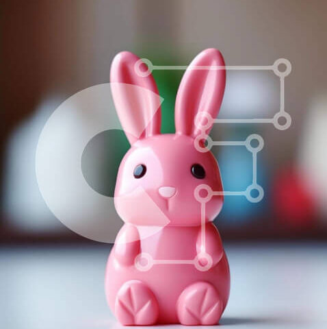 Intra Συλλεκτικό Ξύλινο Παζλ Plywood  4mm - Ροζ ειδώλιο λαγουδάκι στο τραπέζι με μικρές γλάστρες και μπολ Σε Ξύλινο Κουτί - Διαστάσεις: 10x10 cm – 25 κομμάτια - Image 1