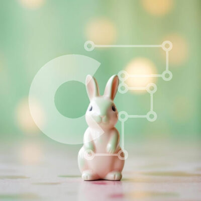 Intra Συλλεκτικό Ξύλινο Παζλ Plywood  4mm - Ειδώλιο λαγουδάκι του Πάσχα σε πράσινο φόντο με κουκκίδες Σε Ξύλινο Κουτί - Διαστάσεις: 10x10 cm – 25 κομμάτια - Image 1