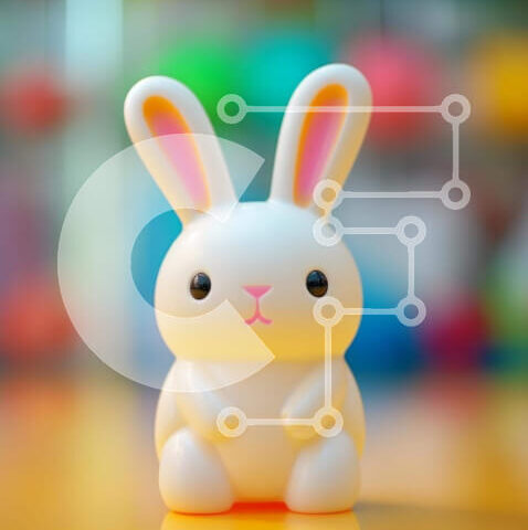 Intra Συλλεκτικό Ξύλινο Παζλ Plywood 4mm - Λευκό παιχνίδι λαγουδάκι σε πορτοκαλί τραπέζι Σε Ξύλινο Κουτί - Διαστάσεις: 10x10 cm – 25 κομμάτια - Image 1