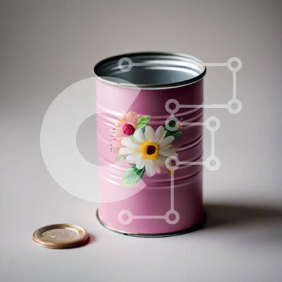 Intra Συλλεκτικό Ξύλινο Παζλ Plywood  4mm - Ροζ Κονσερβοποιία με πίνακες ζωγραφικής λουλουδιών και χρυσό νόμισμα Σε Ξύλινο Κουτί - Διαστάσεις: 10x10 cm – 25 κομμάτια - Image 1