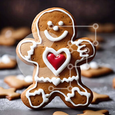 Intra Συλλεκτικό Ξύλινο Παζλ Plywood  4mm - Gingerbread Man και μπισκότα σε σχήμα καρδιάς για γιορτή των διακοπών Σε Ξύλινο Κουτί - Διαστάσεις: 10x10 cm – 25 κομμάτια - Image 1