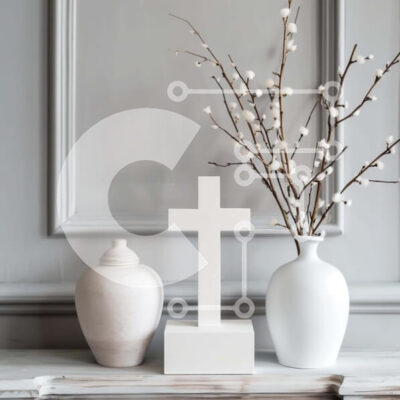 Intra Συλλεκτικό Ξύλινο Παζλ Plywood  4mm - Θρησκευτικός Σταυρός και Βάζα στον Μανδύα Σε Ξύλινο Κουτί - Διαστάσεις Puzzle: 10x10 cm – 25 κομμάτια - Image 1