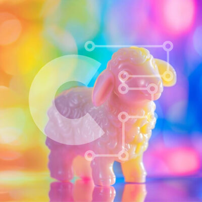 Intra Συλλεκτικό Ξύλινο Παζλ Plywood  4mm - Πολύχρωμο παιχνίδι πρόβατα σε φόντο Bokeh Σε Ξύλινο Κουτί - Διαστάσεις Puzzle: 10x10 cm – 25 κομμάτια - Image 1