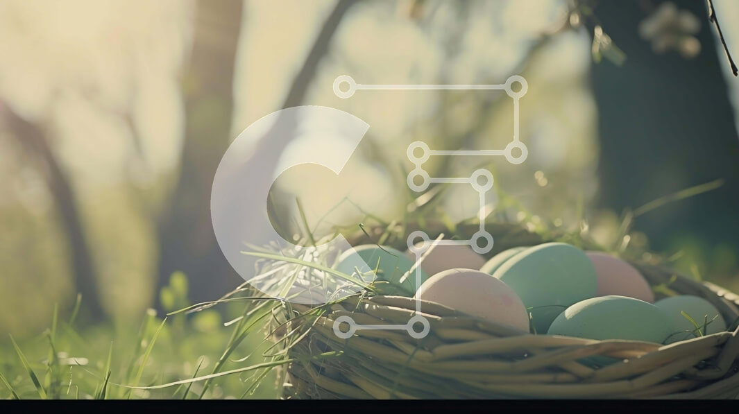 Intra Συλλεκτικό Ξύλινο Παζλ Plywood  4mm - Πολύχρωμα Πασχαλινά αυγά στο καλάθι στο γρασίδι Σε Ξύλινο Κουτί - Διαστάσεις: 10x10 cm – 25 κομμάτια