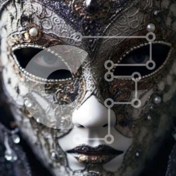 Intra Συλλεκτικό Ξύλινο Παζλ Plywood  4mm - Όμορφη γυναίκα με μια περίπλοκη βενετσιάνικη μάσκα Σε Ξύλινο Κουτί - Διαστάσεις Puzzle: 10x10 cm – 25 κομμάτια - Image 1