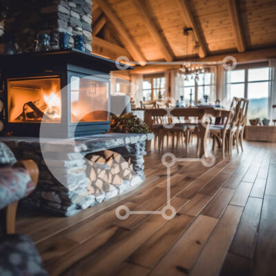 Intra Συλλεκτικό Ξύλινο Παζλ Plywood  4mm - Ζεστό και φιλόξενο σαλόνι με τζάκι και τραπεζαρία Σε Ξύλινο Κουτί - Διαστάσεις Puzzle: 10x10 cm – 25 κομμάτια - Image 1