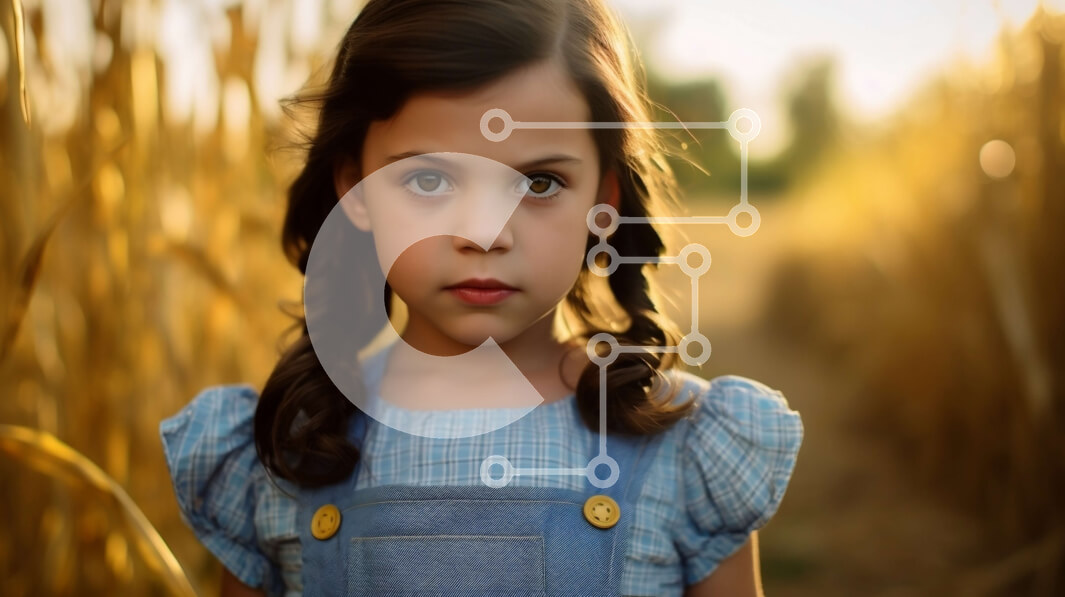 Intra Συλλεκτικό Ξύλινο Παζλ Plywood  4mm - Όμορφη εικόνα ενός νεαρού κοριτσιού με μπλε φόρεμα σε ένα χρυσό χωράφι σίτου Σε Ξύλινο Κουτί - Διαστάσεις: 10x10 cm – 25 κομμάτια