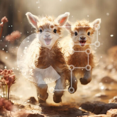 Intra Συλλεκτικό Ξύλινο Παζλ Plywood 4mm - Baby Llamas που τρέχει και χαμογελά σε ένα χωράφι Σε Ξύλινο Κουτί - Διαστάσεις: 10x10 cm – 25 κομμάτια - Image 1