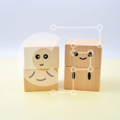 Intra Συλλεκτικό Ξύλινο Παζλ Plywood  4mm - Ξύλινοι μπλοκ με χαμογελαστά πρόσωπα Σε Ξύλινο Κουτί - Διαστάσεις: 10x10 cm – 25 κομμάτια - Image 1